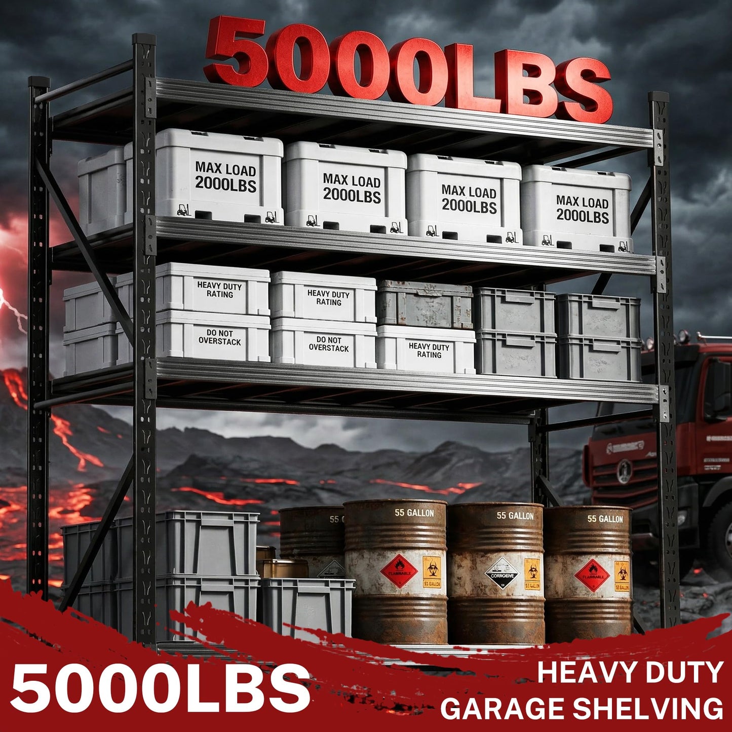71”W Garage Shelving Units,5000LBS Storage Shelves,Garage Shelving Heavy Duty Metal Adjustable Shelves,Metal Shelving Rack,4Tier Large Tall Industrial Shelving for Shopping,Office (71" W*24" D*70" H)