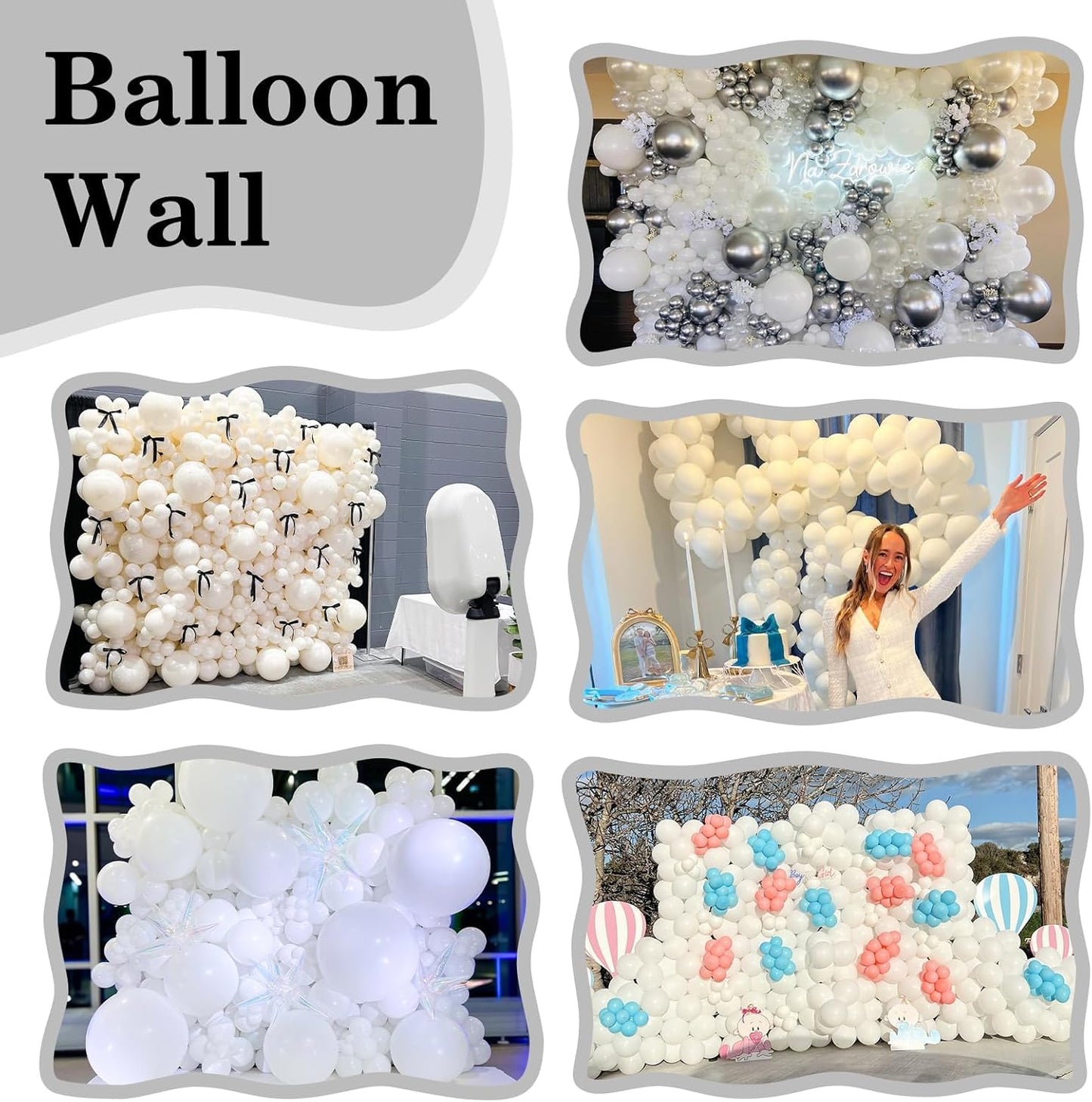 White Link Balloons - 120 Pcs 6-Inch Latex Balloons for Birthday, Baby Shower & Wedding Decor