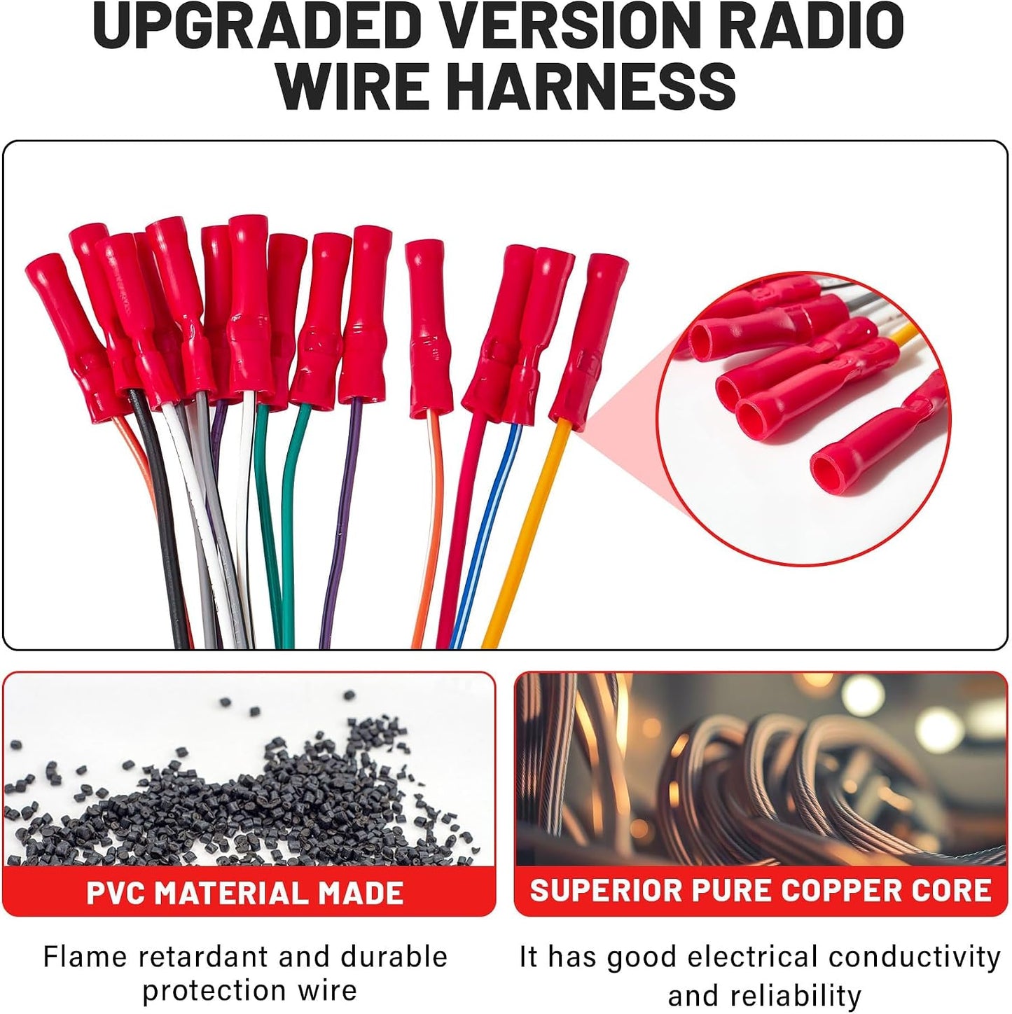 16-Pin RED WOLF Radio Stereo Wiring Harness Compatible with Aftermarket Pioneer Radio DEH AVH AVIC MVH FH SPH w/Wire