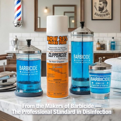 CLIPPERCIDE 5-in-1 Clipper Disinfectant Spray 15oz, 2 Pack | Cleans, Lubricates, Cools, Prevents Rust & Disinfects | Professional Clipper Spray for Barbers, Stylists & Pet Groomers | Made by BARBICIDE