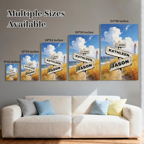 Crossroads Personalized Canvas Print - Custom Name & Date Wall Art for Couples | 8x12 Wrapped Frame