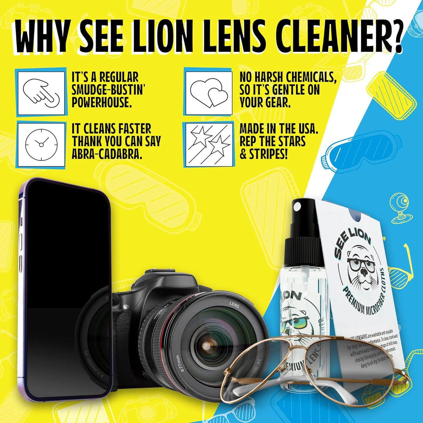 cellhelmet 30ml 1oz See Lion Premium Lens Cleaner Kit | Safe for Glasses, Camera Lenses, Screens, and Optics