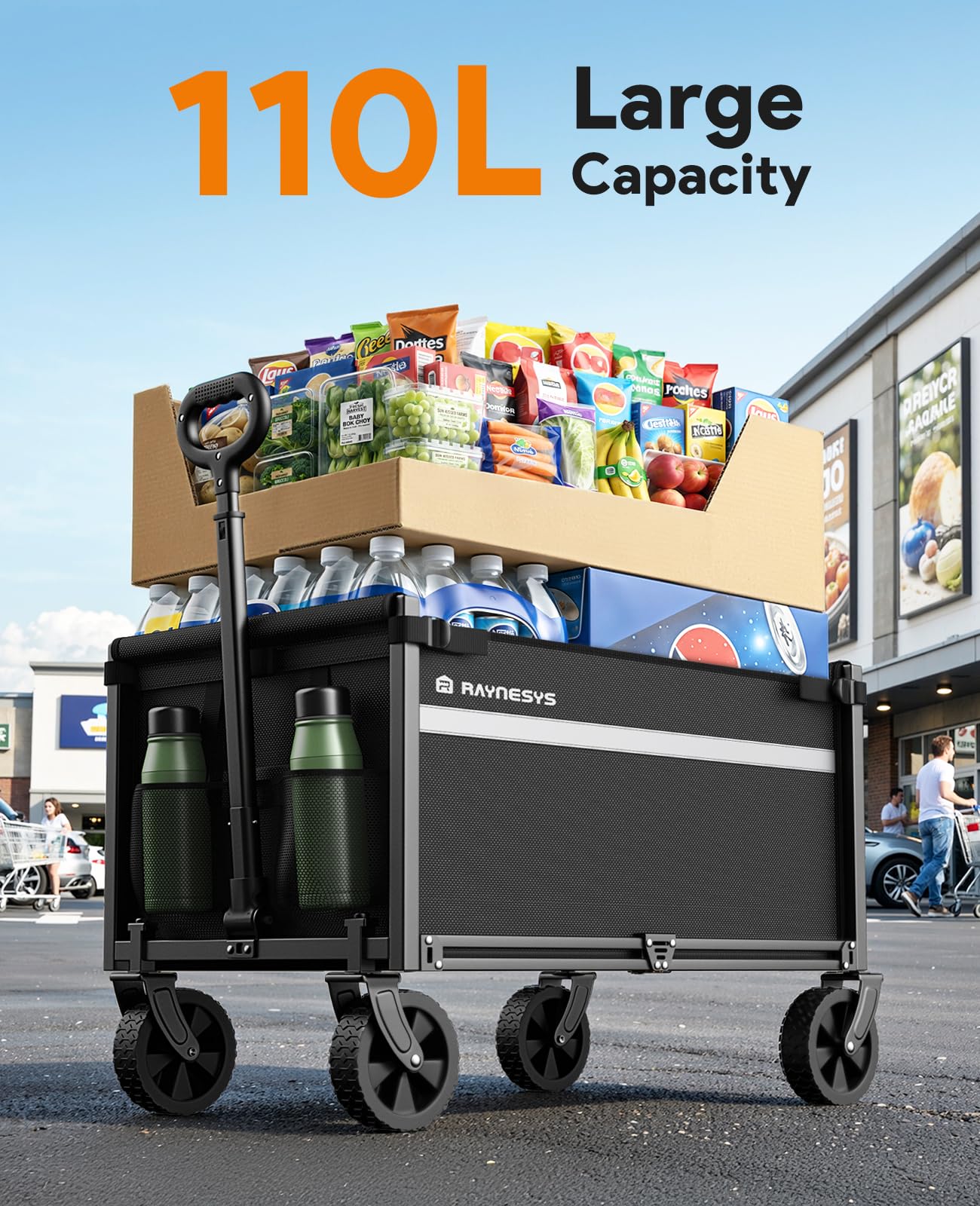 Wagons Carts Foldable, Collapsible Wagon Cart Foldable, 220LBS Heavy Duty Folding Wagon Carts with Wheels, Portable Utility Cart for Grocery Sports Garden Shopping Camping