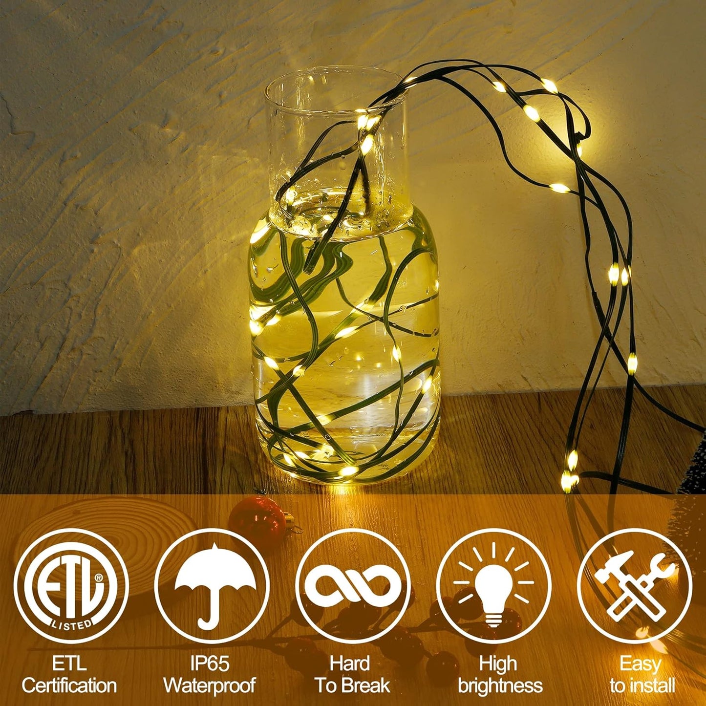 WATERGLIDE 328 FT Extra Long Fairy String Lights - 1000 LED Waterproof Green Wire for Outdoor Holiday Decor | Warm White
