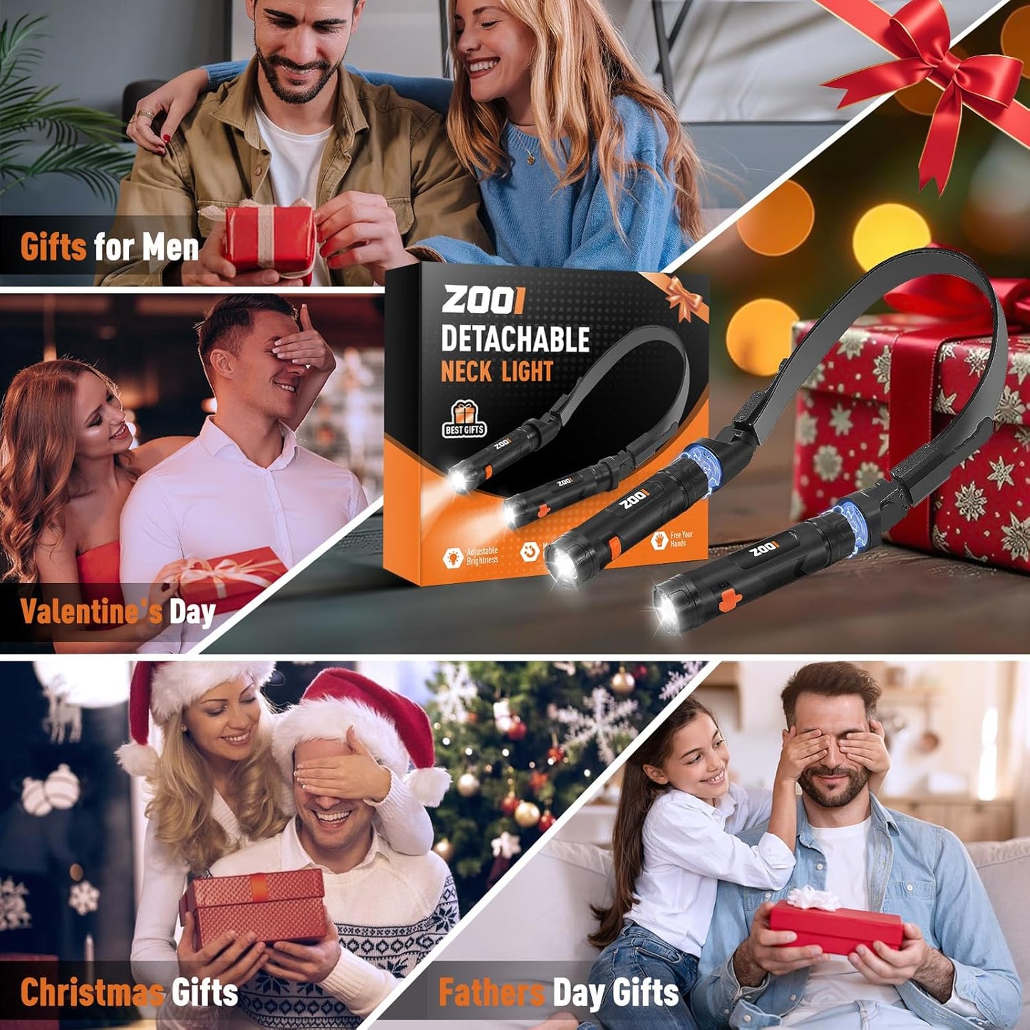 ZOOI Neck Light - Versatile Flashlight Lamp for Dads | Perfect Gifts for Father's Day, Camping & Fishing