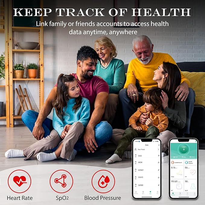 Smart Health Ring for Women Men Fitness Tracker with Heart Rate, Blood Oxygen, Blood Pressure, Sleep Monitoring, Step Counting, IP68 Waterproof for iOS and Android, No Subscription Fee, Silver 10