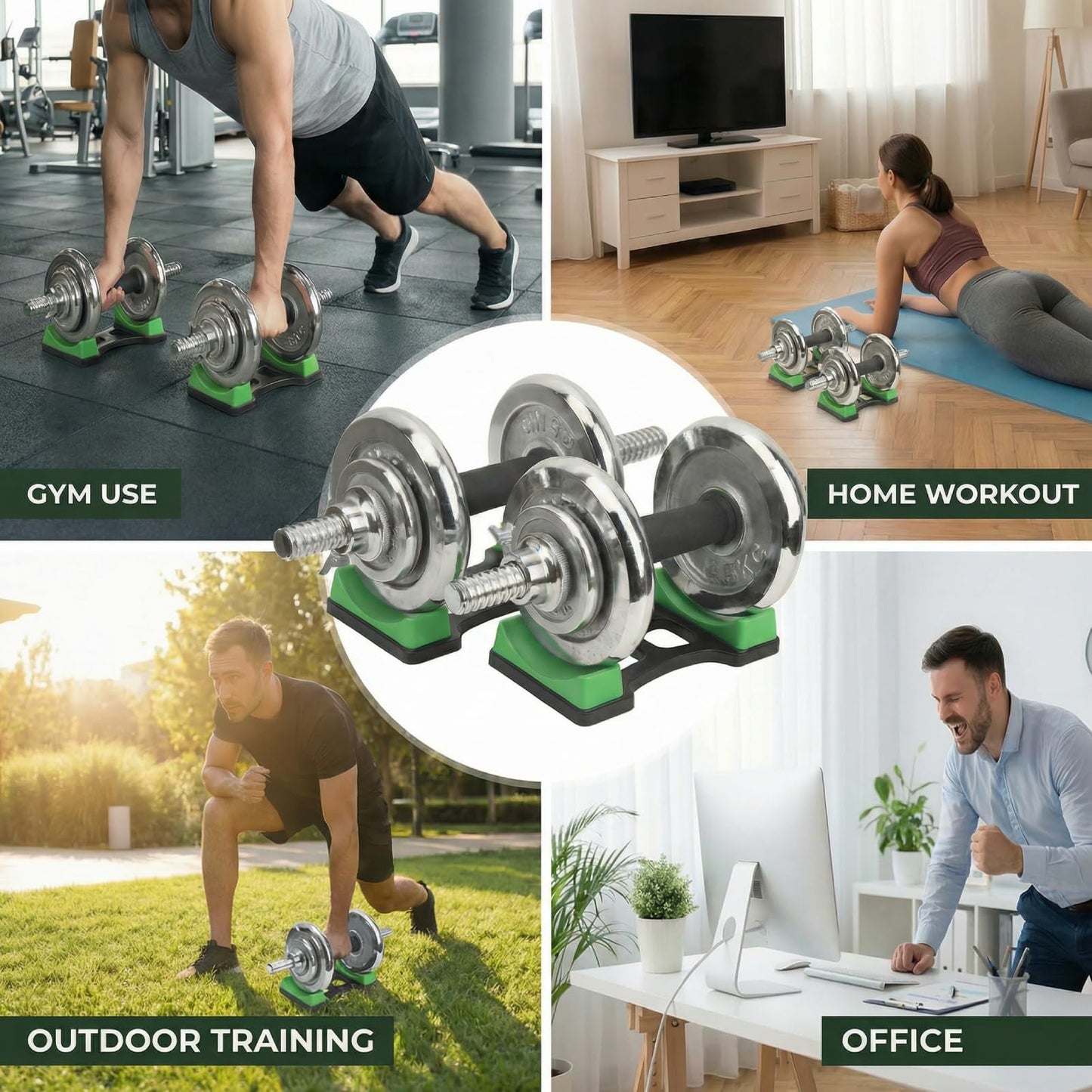 Oumefar 1 Pair Dumbbell Rack Mat Stand Holder ABS Plastic NonSlip Floor Protection Fitness Equipment For Home Gym Workout Storage 60KG Bearing