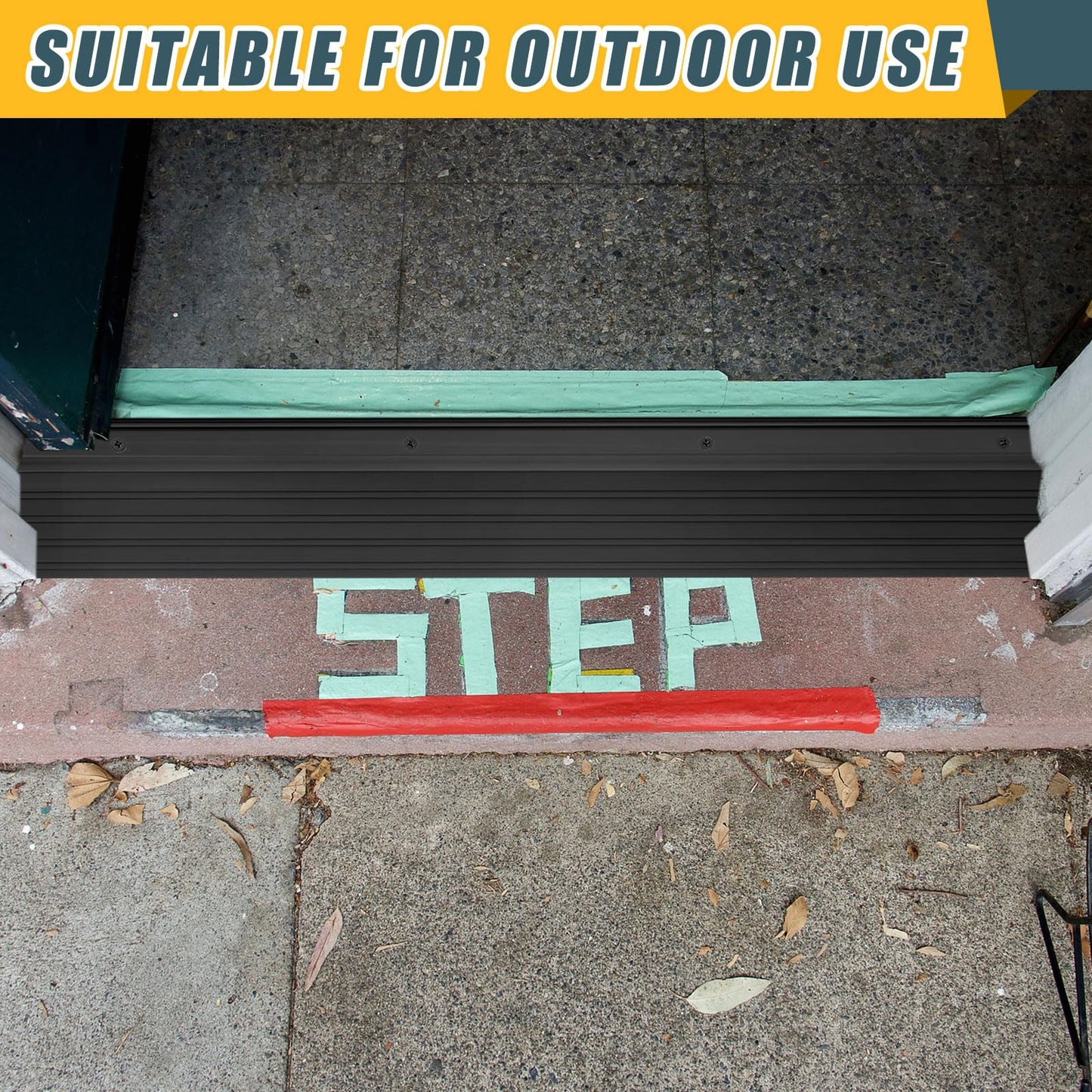 Blulu 36" Aluminum Exterior Door Threshold 5 5/8" Swing Threshold Black Heavy Duty Aluminum Door Sill Pan for Weatherproof & Easy Install for Residential/Commercial Use (1 Pcs)