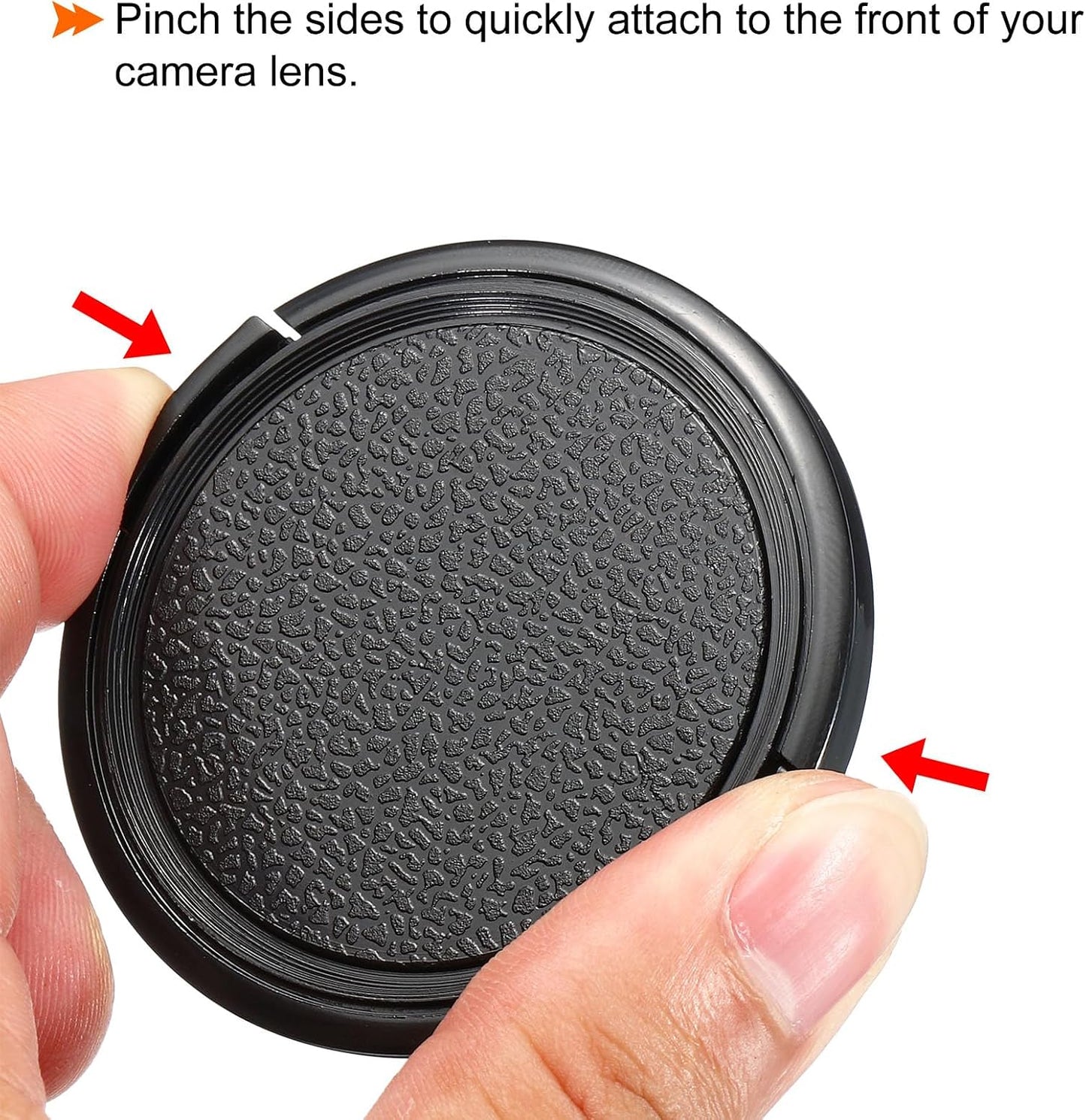 2 Pack Pinch 82mm PATIKIL Camera Lens Cap, Sides Front Lens Cover with Microfiber Cleaning Cloth for Thread Universal