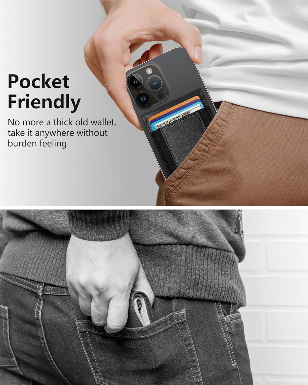17/16/15/14 Max/14 Pro/14/14 Plus/13/12 9 ExtreLife for Magsafe Wallet, Adjustable Stand, Open ID Window, Magnetic