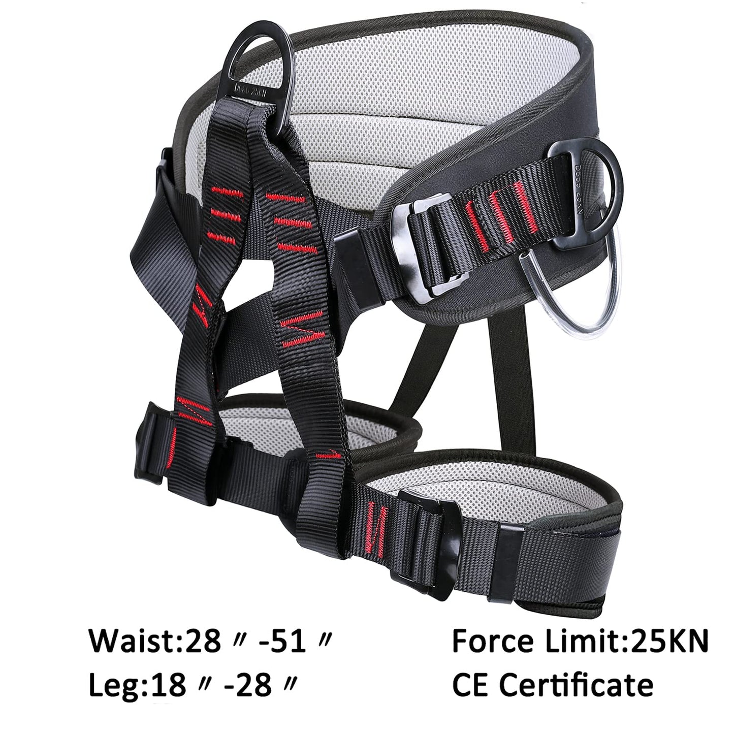 Ttechouter Adjustable Thickness Climbing Harness Half Body Harnesses for Fire Rescuing Caving Rock Climbing Rappelling Tree Protect Waist Safety Belts