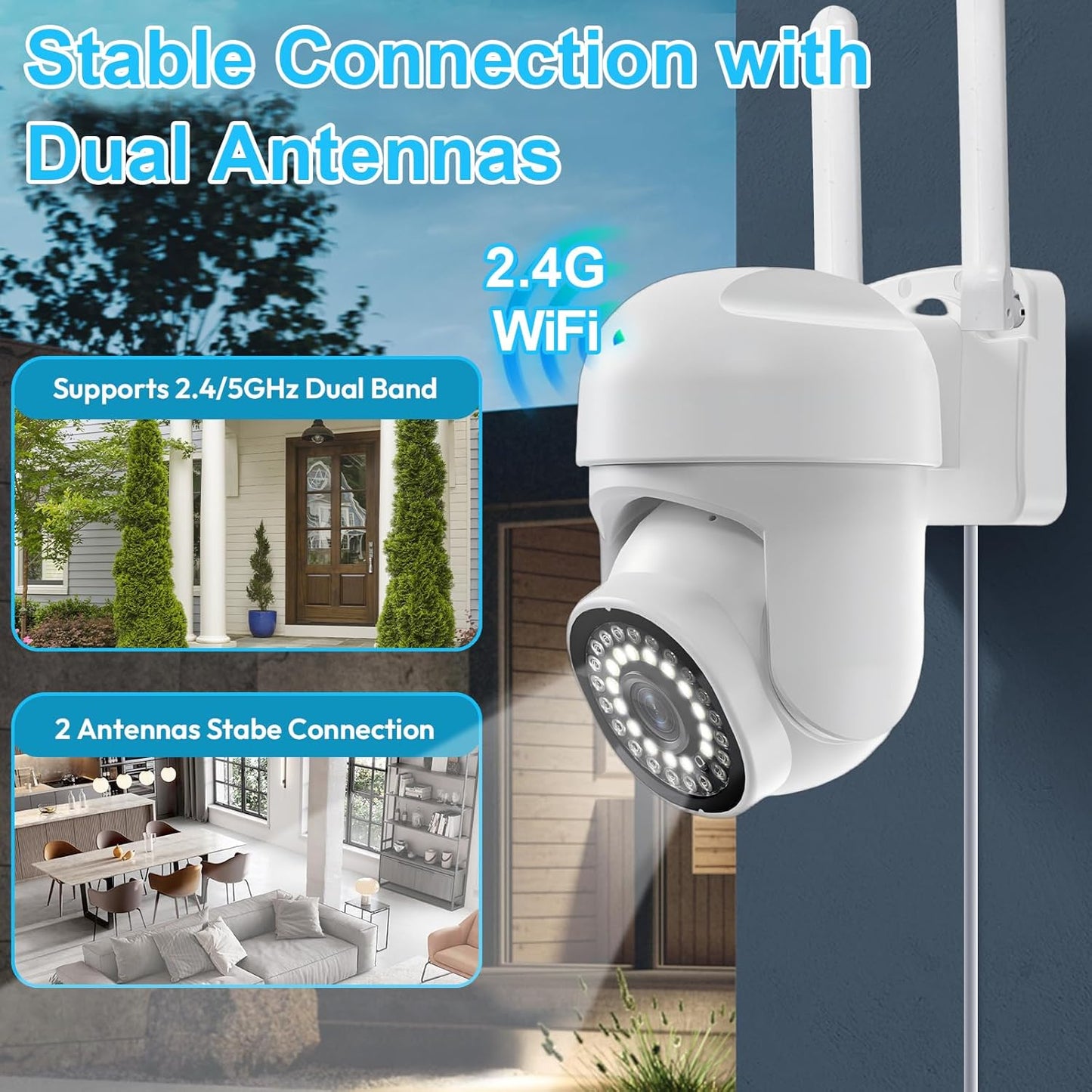 Ayla link 3MP 2K 2.4GHz 360 2-Way Security Camera Outdoor, HD Cameras for Home Security, Support WiFi, PTZ Auto