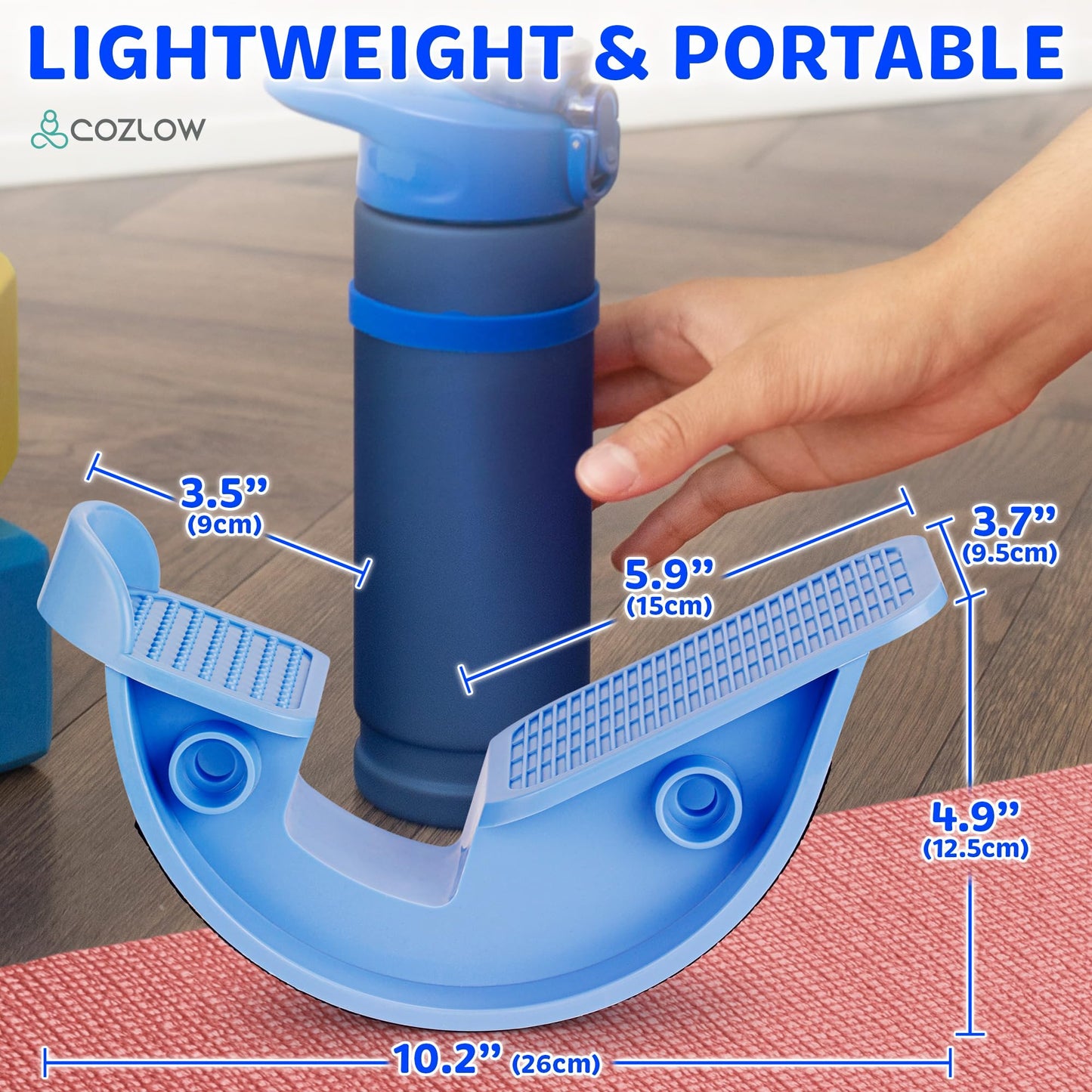 Cozlow Calf Stretcher & Foot Rocker (Blue), Effective Feet Stretching for Ankle Strengthening & Enhanced Flexibility, Pain Relief for Plantar Fasciitis, Achilles Tendonitis, Heel Spurs & Tight Calves