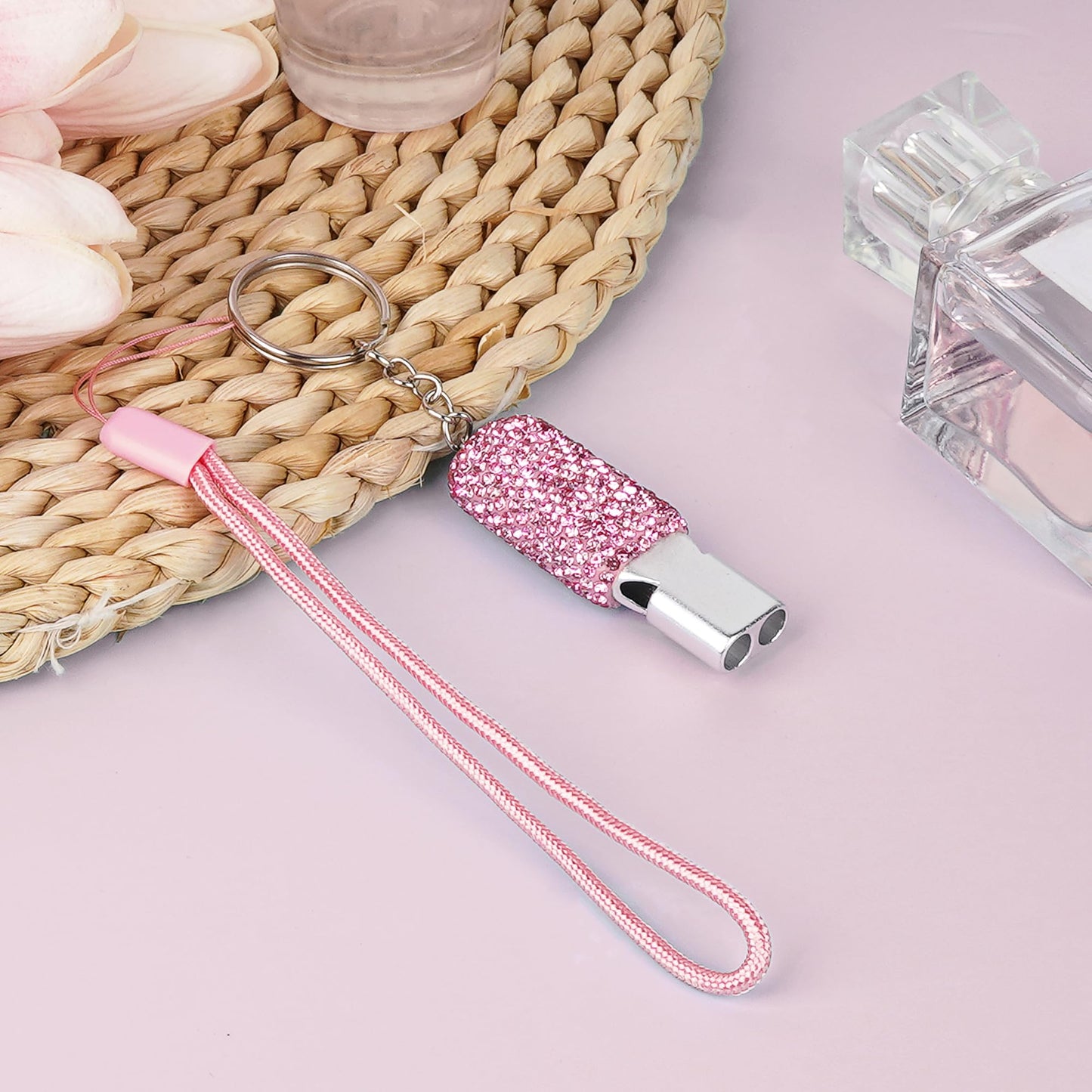 Biiange 2 Pack Bling Pink Whistle, Whistle for Coaches with Lanyard, Coaches Referee Sports Whistles, Loud Metal Sports for Coachess, Referees, and Hikers (Pink)