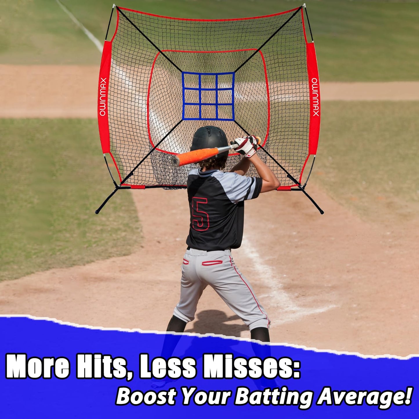 OwinMax 7x7 ft Baseball Softball Practice Net with The Detachable Bow Frame for Batting, Hitting, Pitching, Portable Baseball Practice Net with Carry Bag, Great for All Levels