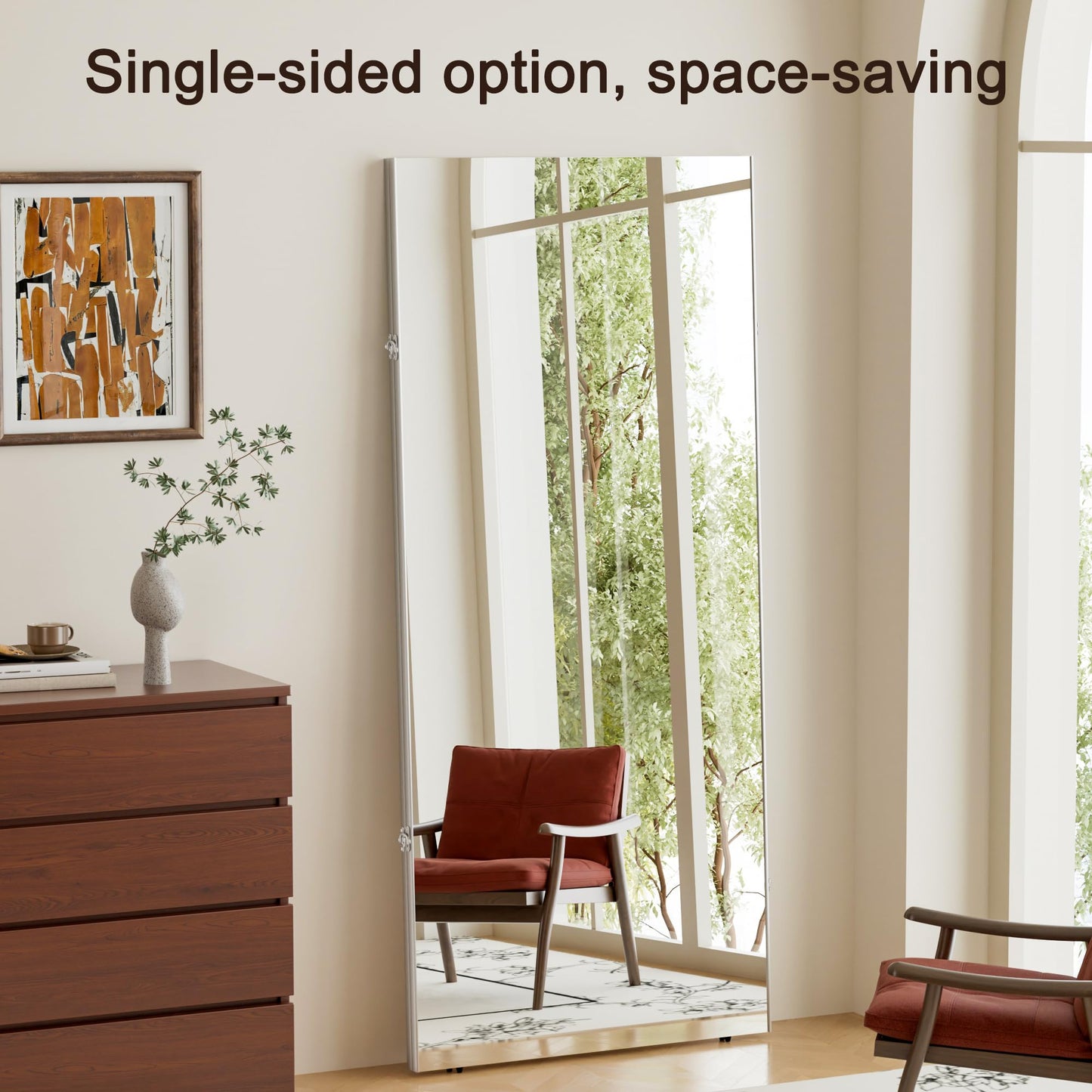 brisafe 71"x 63" Ultra-Light Foldable Floor Mirror with 360° Folding Design, Space-Saving Full-Length Mirror for Home Gym/Yoga/Dance Studio & Commercial Use, 60% Insurance Savings, Silver