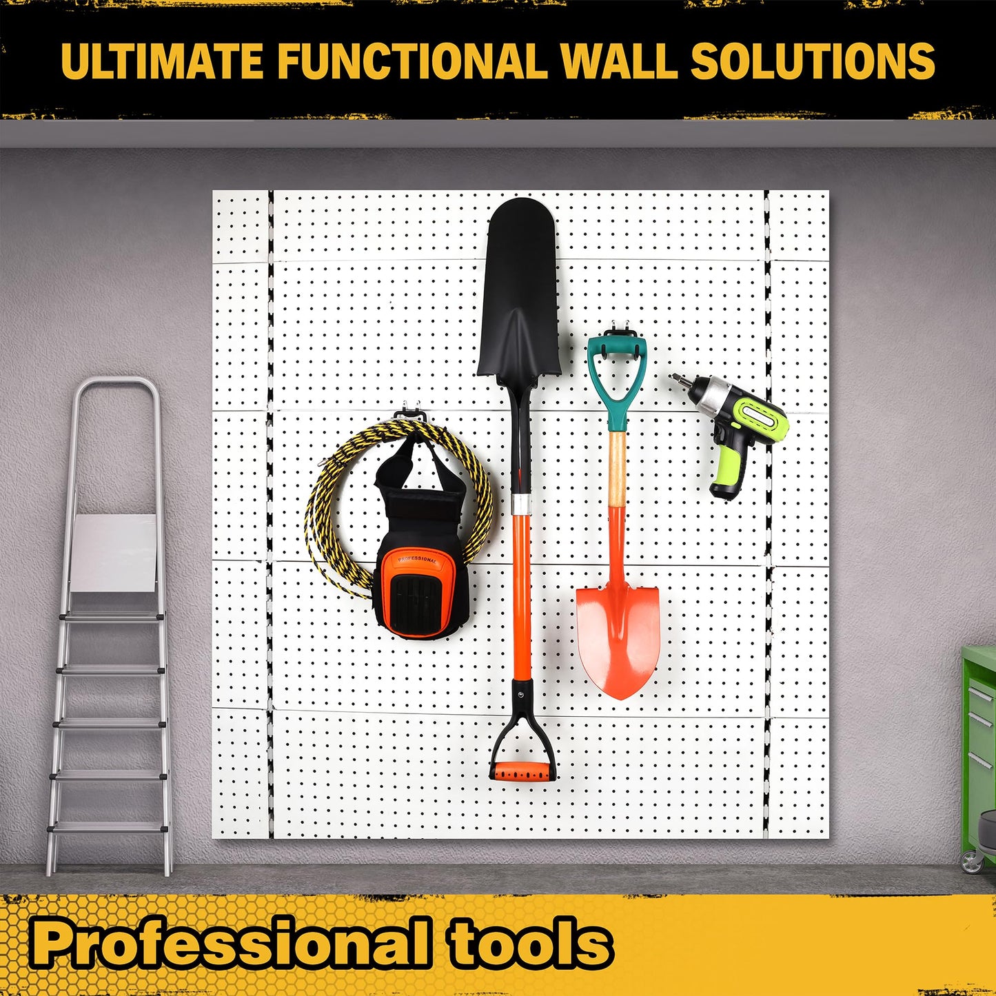 ELEAD 4-Piece Flat Pegboard Hooks, Peg Board Organizer Accessories for Hanging, Fit 1/4" Pegboard, Peg Board Tool Hangers for Garage Kitchen Workbench