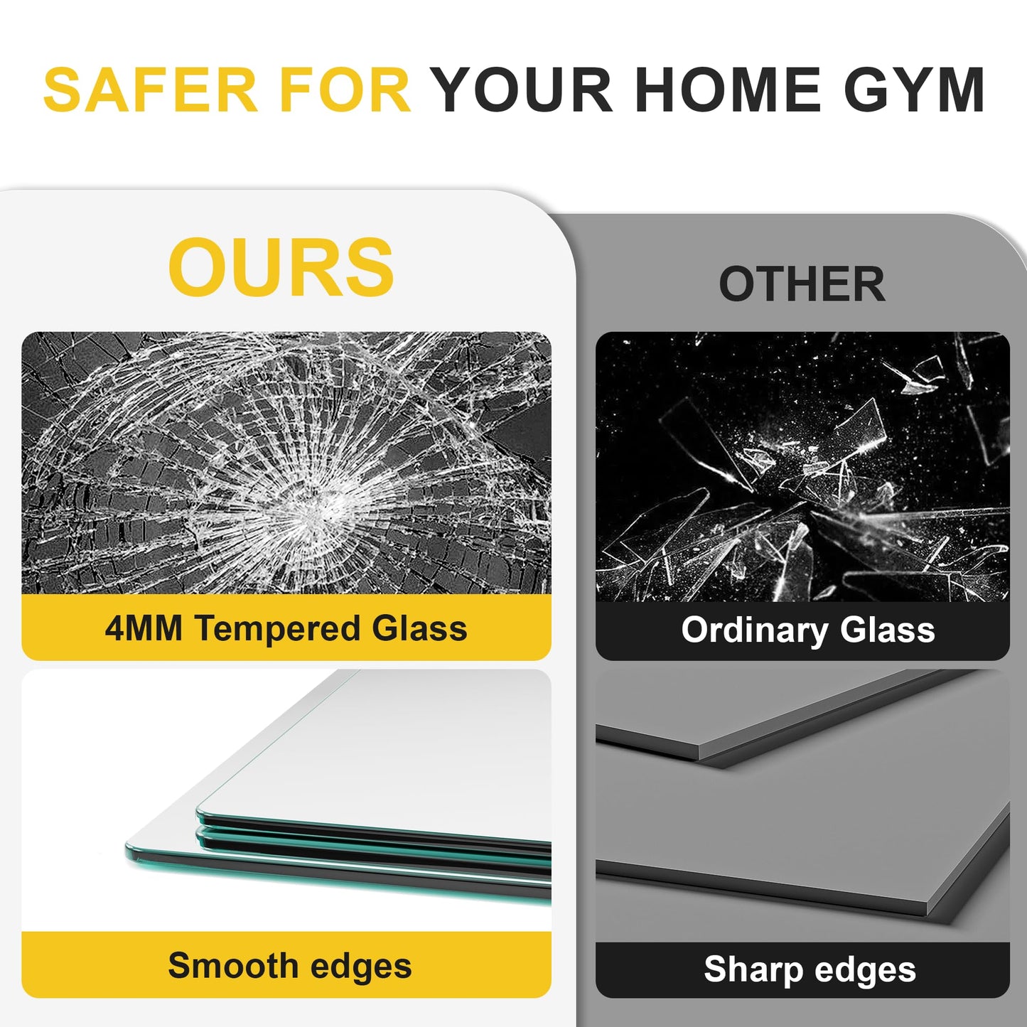 LAWADA Home Gym Mirror for Wall, 50"x25"-2 PCS Full Length Workout Mirrors, Tempered Glass, HD Reflection, Large Frameless Body Mirror for Home Gym, Garage, Yoga, Dance, Bedroom(Silver)
