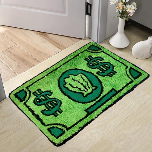 Cute Money Rug - Non-Slip, Machine Washable Cartoon Design | Ideal for Bedroom, Bathroom & Playroom (35.5" x 23.6")