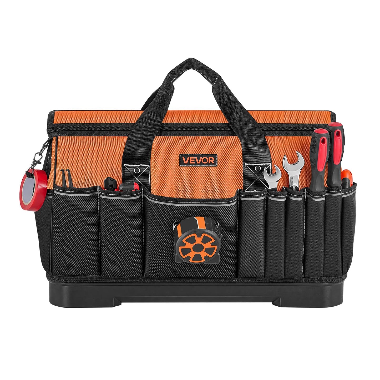 VEVOR Tool Bag, 19.1 Inch, 33-Pocket Portable Large Tool Box Organizer Storage, Toolbox with Water-Resistant Base, Zipper, Adjustable Shoulder Strap Toolbag, for Men Women Dad Husband Fathers Day