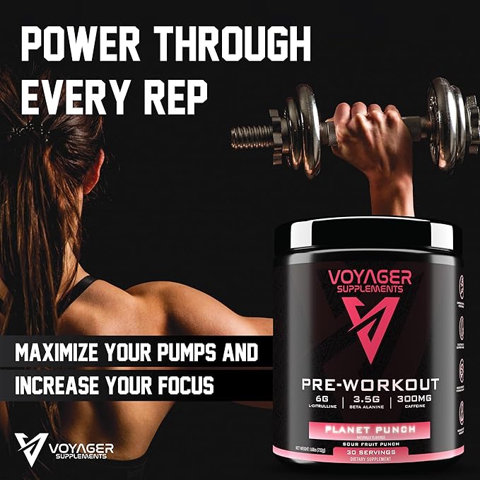 Voyager Pre-Workout Planet Punch ??Creatine-Free Powder w/L-Citrulline, Beta-Alanine, Caffeine ??Supports Energy, Endurance & Focus ??30 Servings ??No Artificial Fillers ??GMP Certified