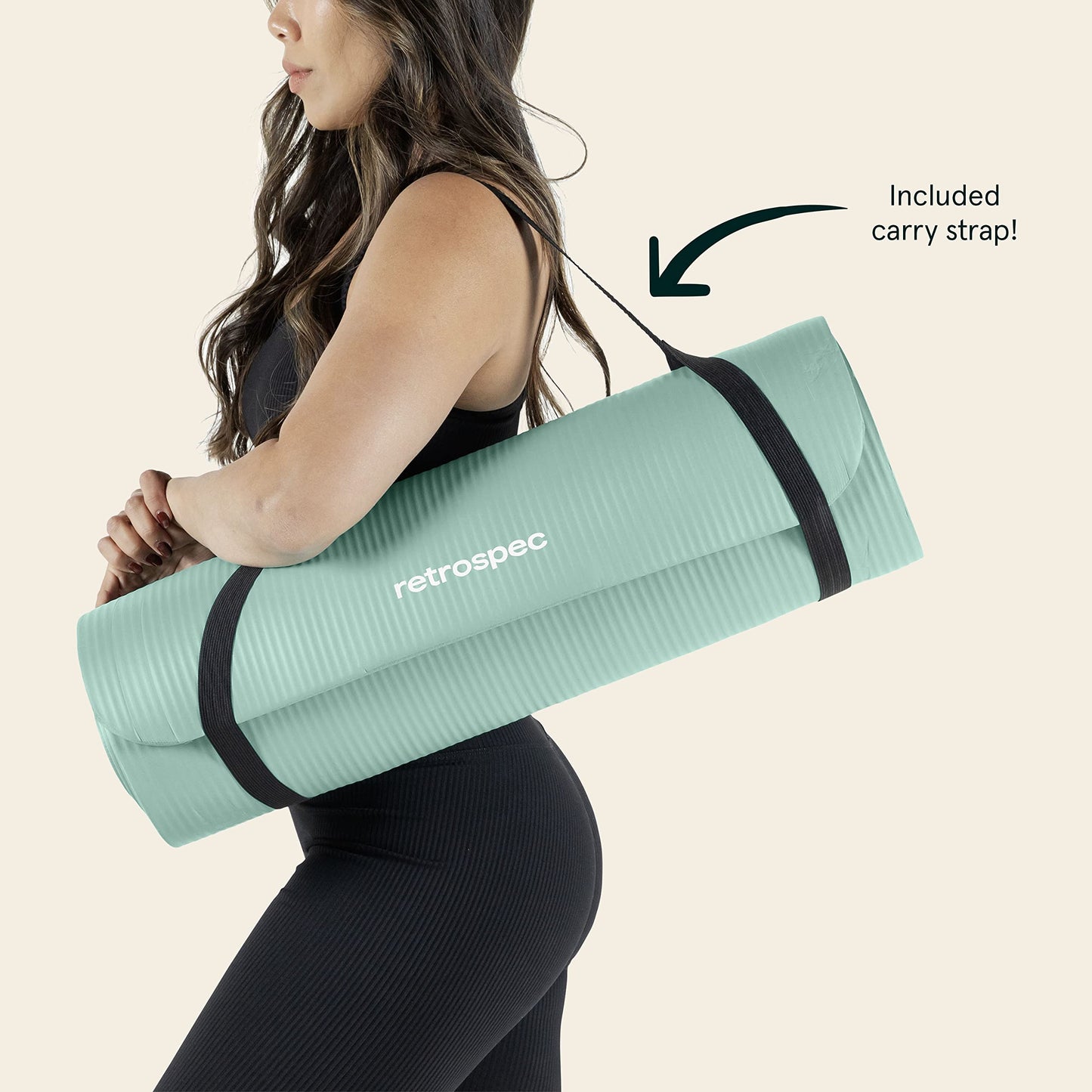 Retrospec Solana Yoga Mat 1" Thick With Nylon Strap For Men & Women - Non Slip Exercise Mat For Home Yoga, Pilates, Stretching, Floor & Fitness Workouts