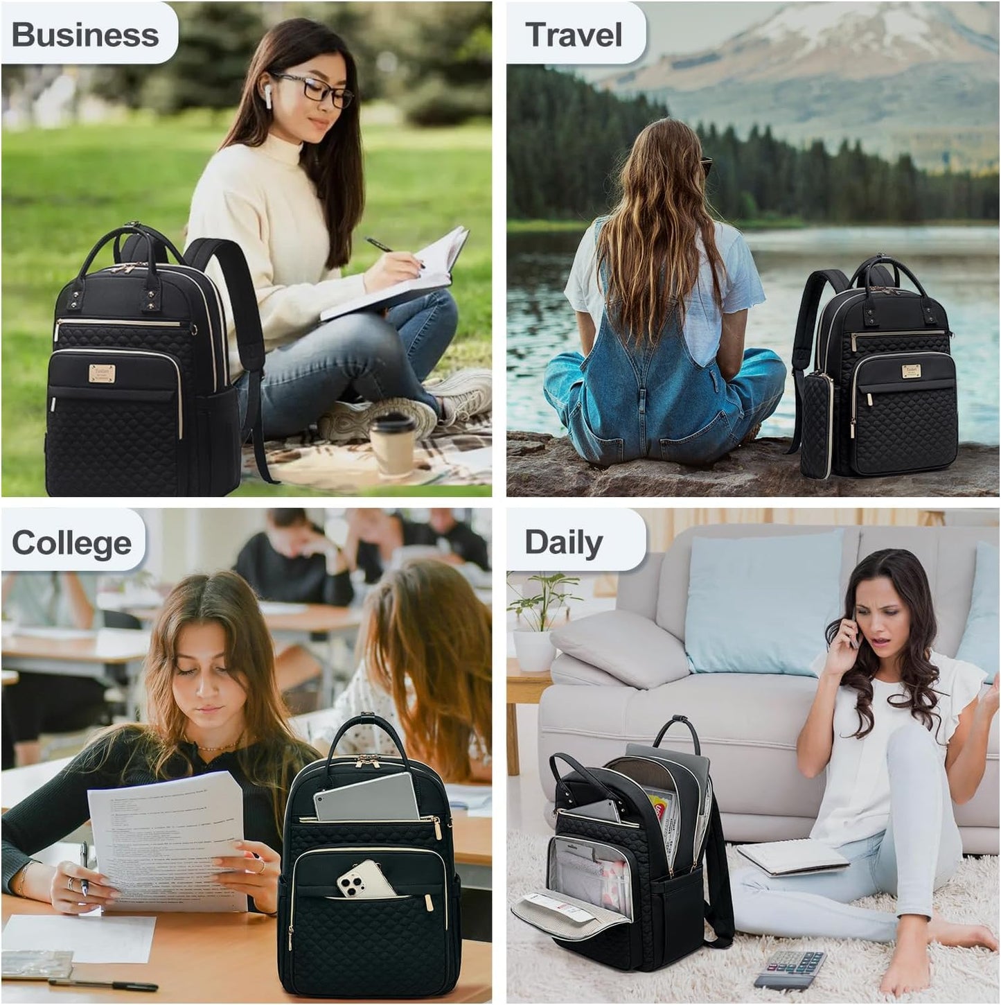 Tealari Backpack Women,15.6 Inch Backpack Backpack,College Laptop for Laptop for Work,Water Resistant Travel Bookbag