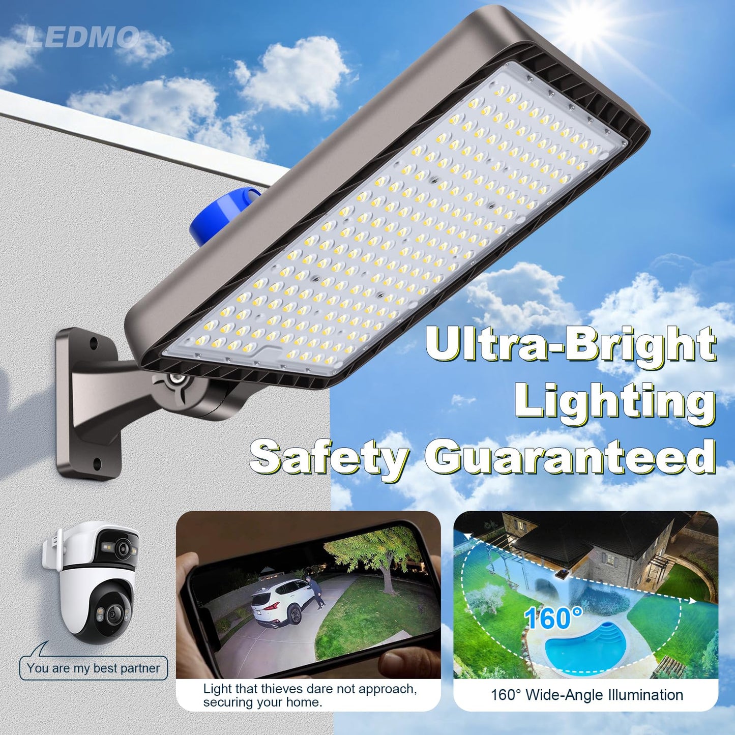 ledmo 480W LED Parking Lot Lights,Super Bright 72000LM for Large Area Lighting,IP65 Waterproof LED Street Light with Dusk to Dawn Adjustable Wall Mount Commercial Parking Lot Lights Outdoor