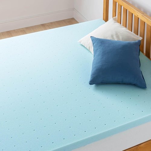 Best Price Mattress 1.5 Inch Ventilated Memory Foam Mattress Topper - Cooling Gel Infusion | Queen Size, CertiPUR-US Certified