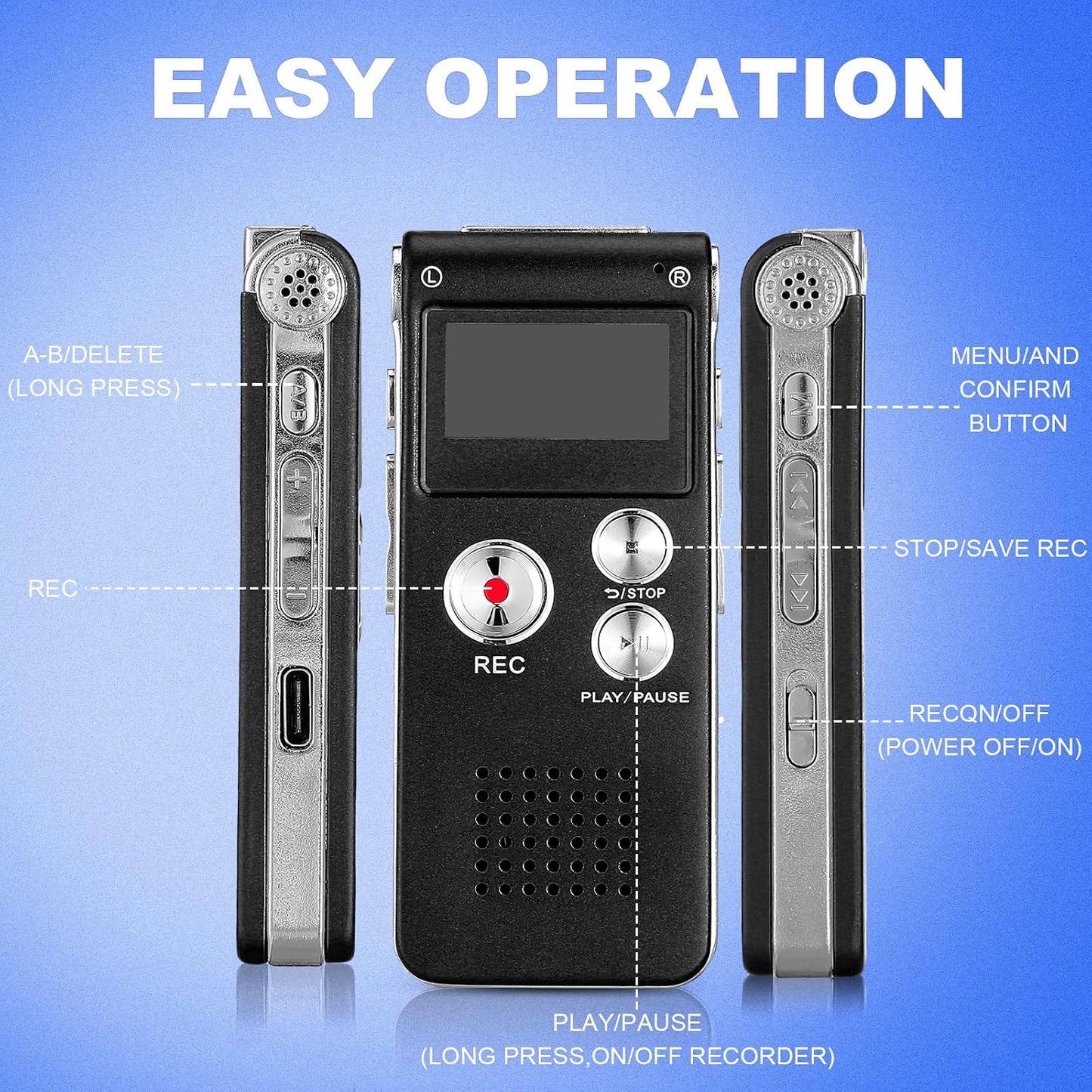 Tellegloww 8GB(Black) Ghost Hunting Equipment Paranormal Equipment for Ghost Hunting Digital EVP Voice Activated