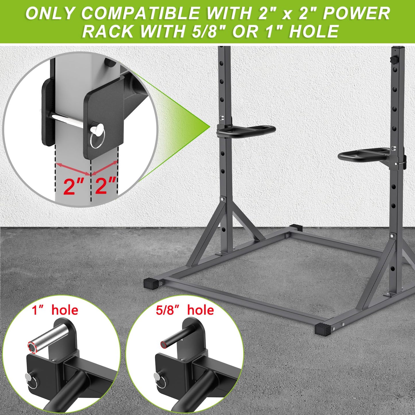 SELEWARE Multi Grip Dip Bar Attachment for 2" x 2" with 1" Hole Power Rack, Wide and Narrow Grip Handles Squat Rack Attachment for Strength Training, 500 lbs Capacity