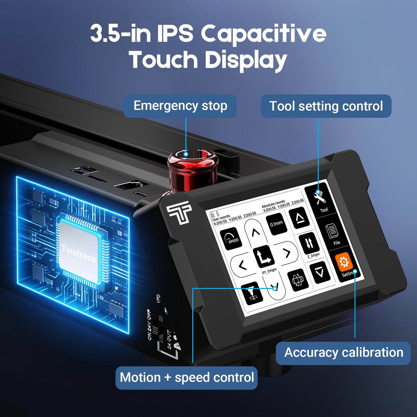 Twotrees TTC450 Pro All-Metal CNC Router Machine with NEMA 57 Stepper Motor 3.5" Touch Screen,Upgraded 3 Axis Engraver Machine, Engraving Milling Machine for Wood Acrylic Aluminum Carving Cutting