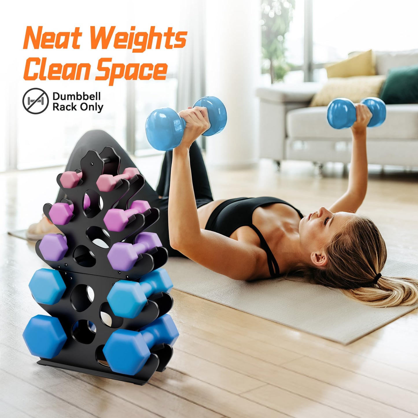 5 Tier Dumbbell Rack, Weight Rack For Home Gym, Dumbbell Stand for Free Weights