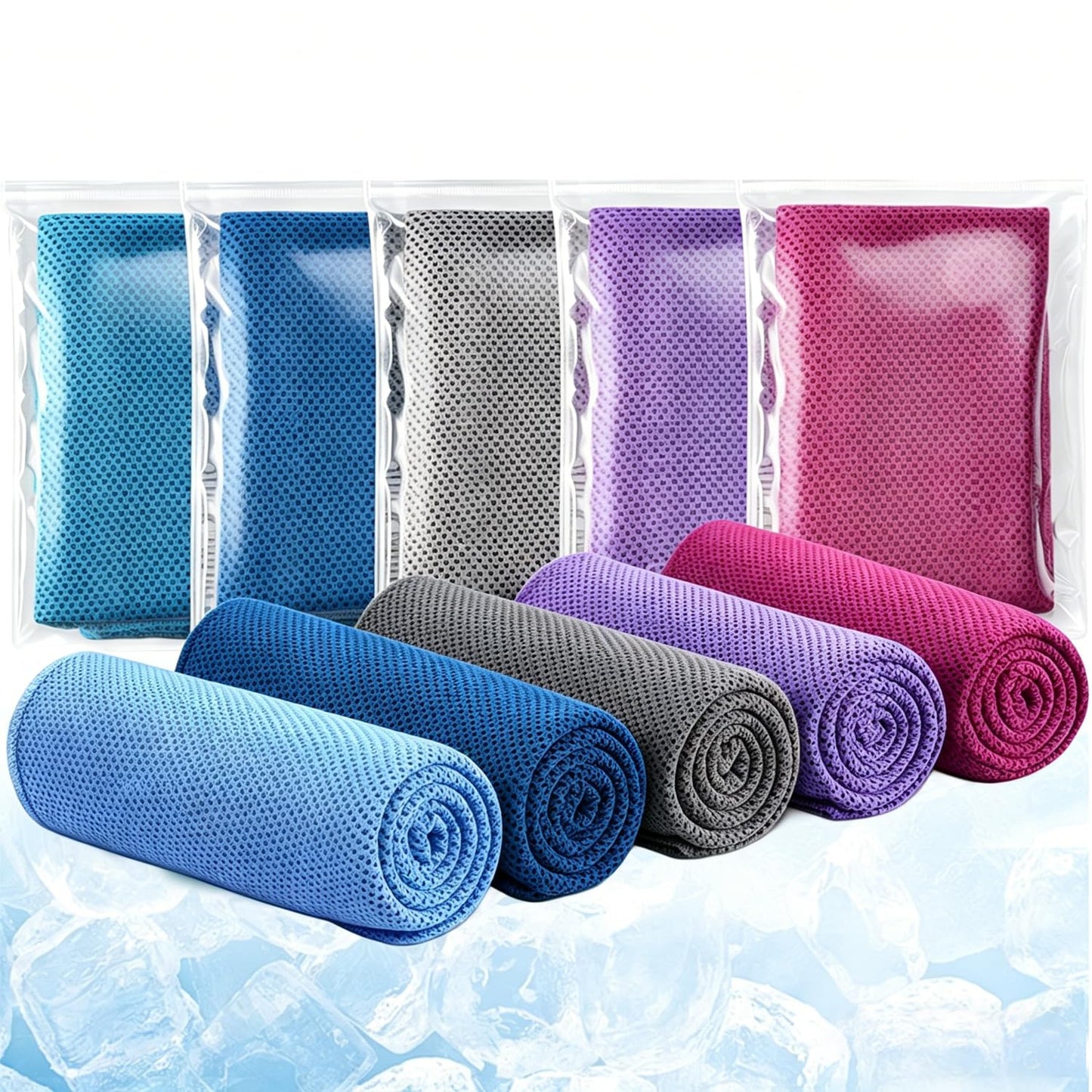 QRYIPGK 5 Pack Cooling Towel 31"x11", Microfiber Gym Towels for Men and Women，Soft Breathable Chilly Towe for Yoga, Running, Workout,Gym, Camping, Fitness, Workout