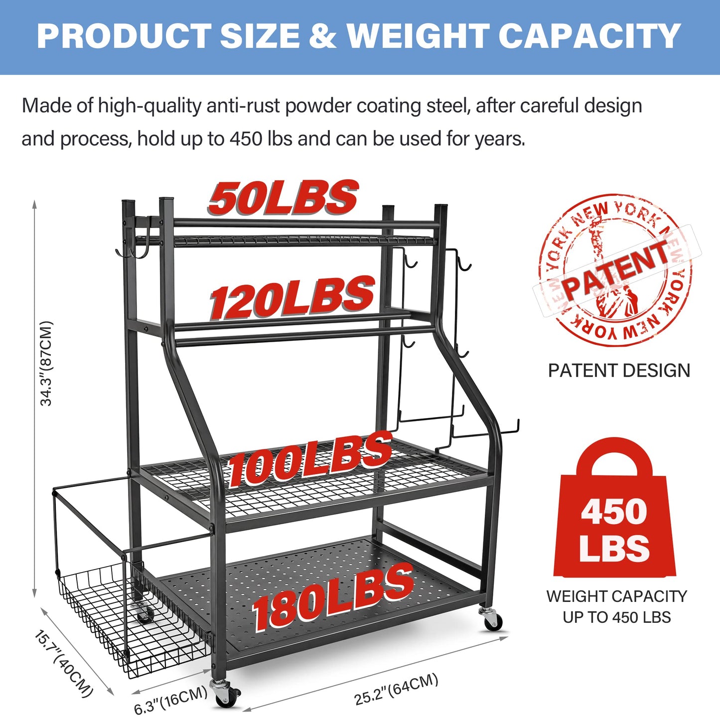 NBTORCH Dumbbell Rack - Weight Rack for Dumbbells, Home Gym Storage Rack for Yoga Mat, Dumbbells and Kettlebells, All in One Workout Equipment Storage with Caster Wheels (Hold Up to 450 Lbs)