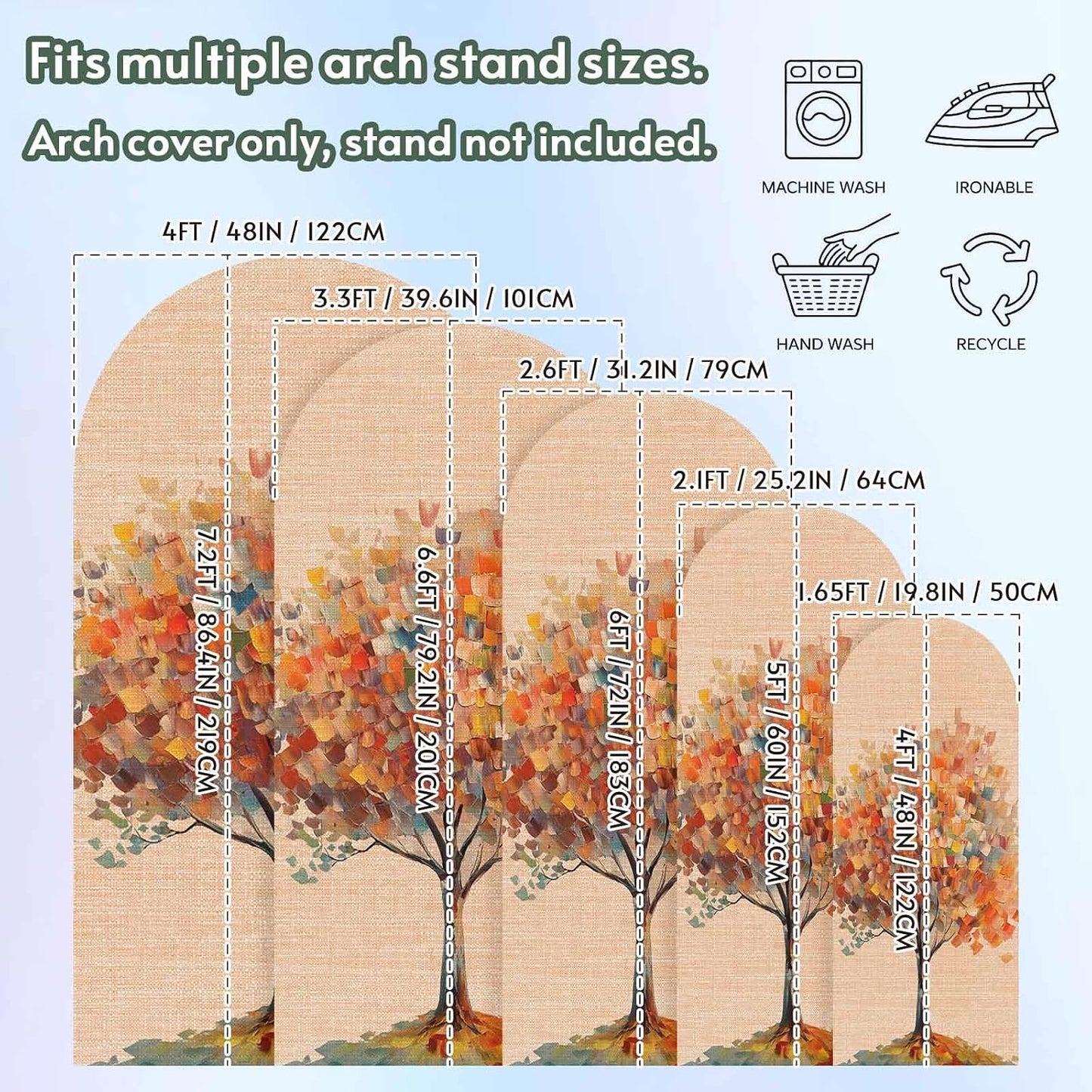 Jnbasdffb 6.6 Fall Tree Modern Wedding Arch Cover,Stretchy Spandex Arch Backdrop Stand Covers FT,Abstract Art Oil