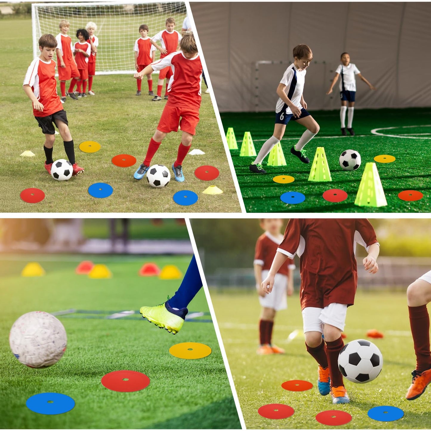 Caeuiciw 24 Packs 6 Inch Flat Cones, Spot Markers, Soccer Cones, Field Court Markers, Flat Discs, Soccer Training Equipment, Agility Practice, Football