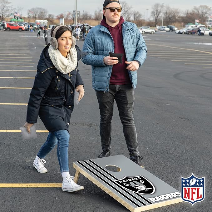 NFL 2' x 3' Solid Wood Cornhole Set with Direct Print HD Team Graphics – Great Gift for Any Football Fan! Bean Bag Toss Family Outdoor Games
