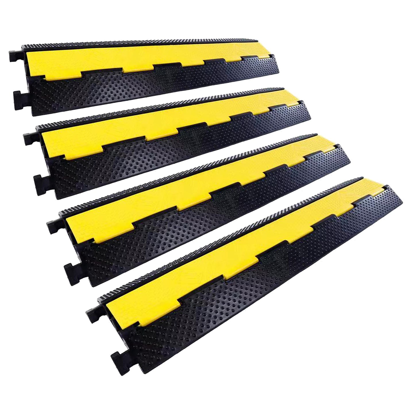 YONSHENG Rubber Cable Ramp Cord Cover Cable Protector Ramps Wire Hose Protective 2 Channel 22000Lbs Load Capacity Traffic Speed Bump for Asphalt Concrete Gravel Driveway Indoor Outdoor, 4 Pack