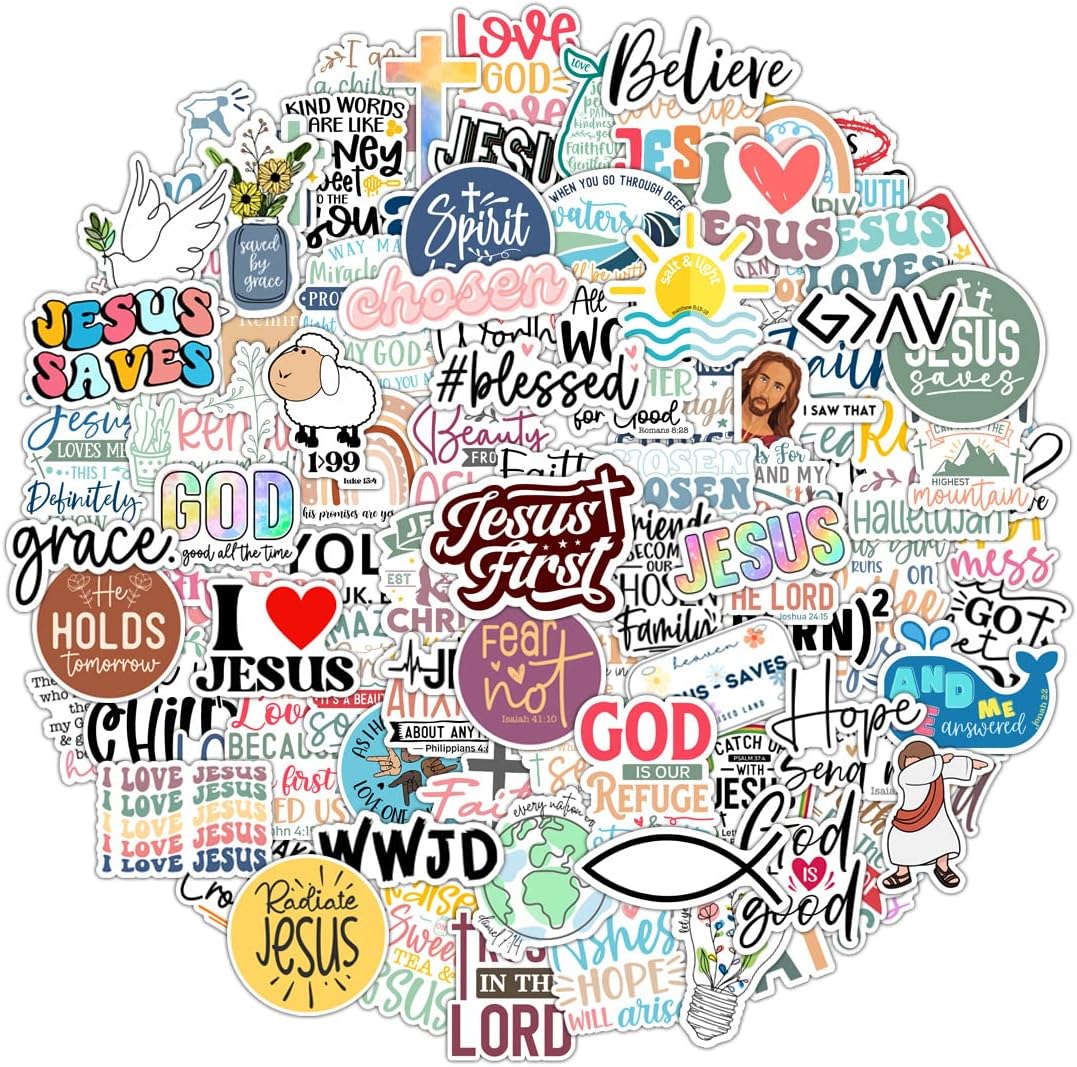 Skiennix 100 Pack Christian Stickers - Waterproof Vinyl Bible Verse Designs for Kids & Teens | Perfect for Water Bottles, Laptops, and Phone Cases