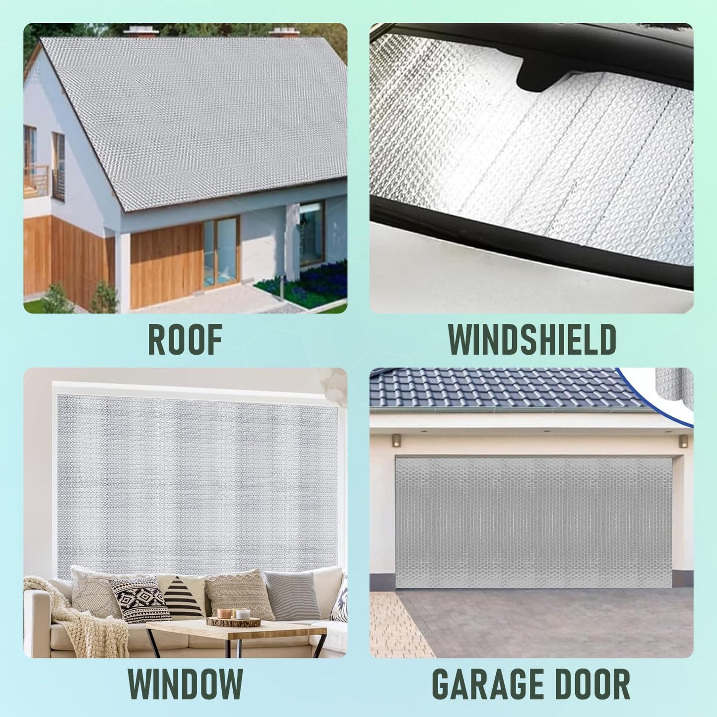 16pcs 24"x 47" Garage Door Insulation Kit for 2 Car, 6mm Thick Double Bubble Panels Reflective Aluminum Foil Summer&Winter Barrier Sheets for Garage Greenhouse Attics Walls