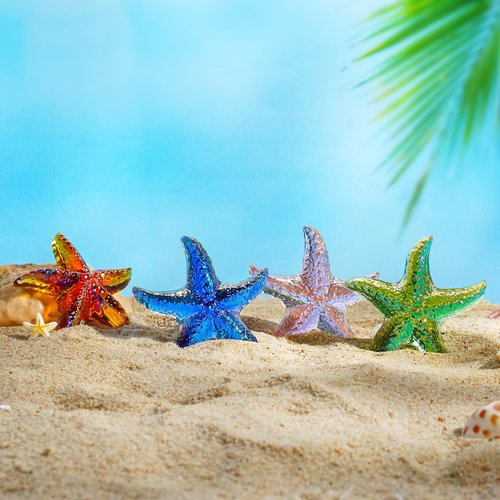 H&D HYALINE & DORA 2.8" Glass Starfish Figurine Handmade Blown Glass Starfish Figurine Tiny Crystal Sea Animals Ornament for Aquarium Decor(Pink)