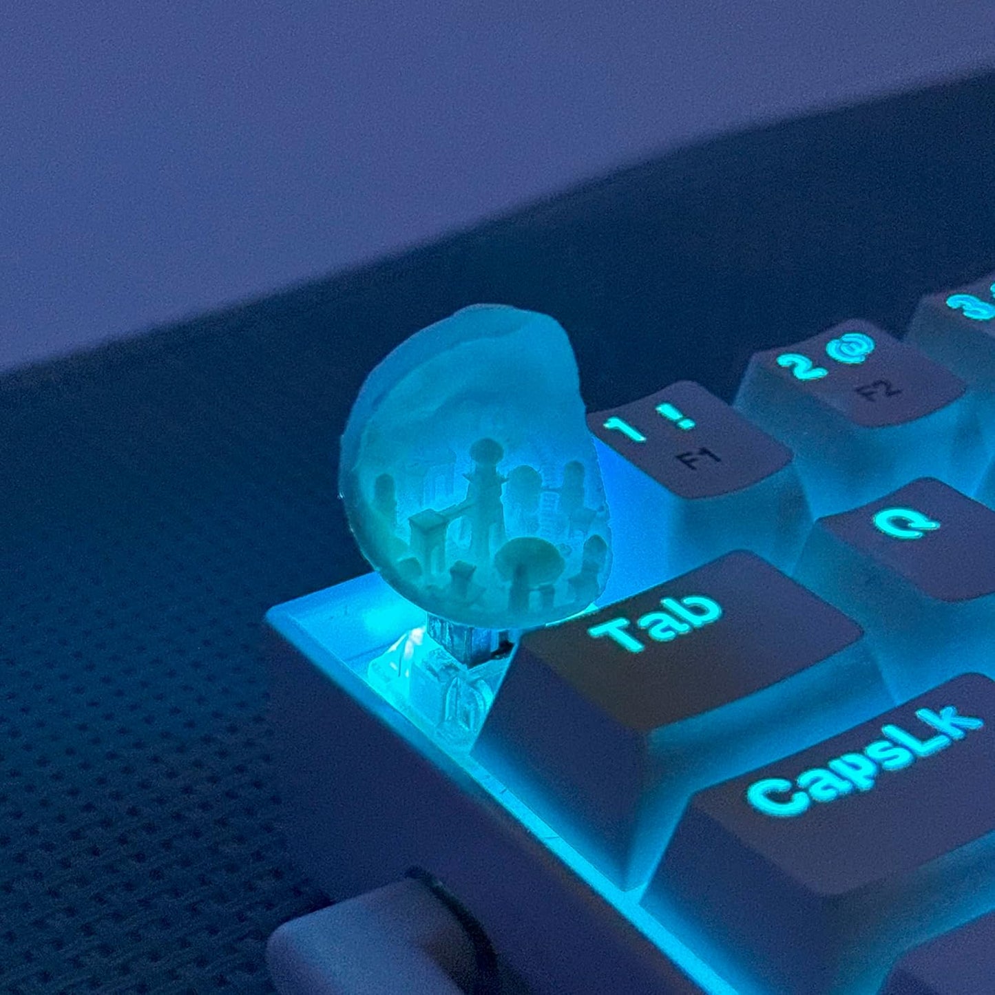 TRENDY WHIMSY Custom Mechanical Keyboard Keycaps Moon City Design PBT Dye-Sub, Cherry MX Compatible, Unique Limited