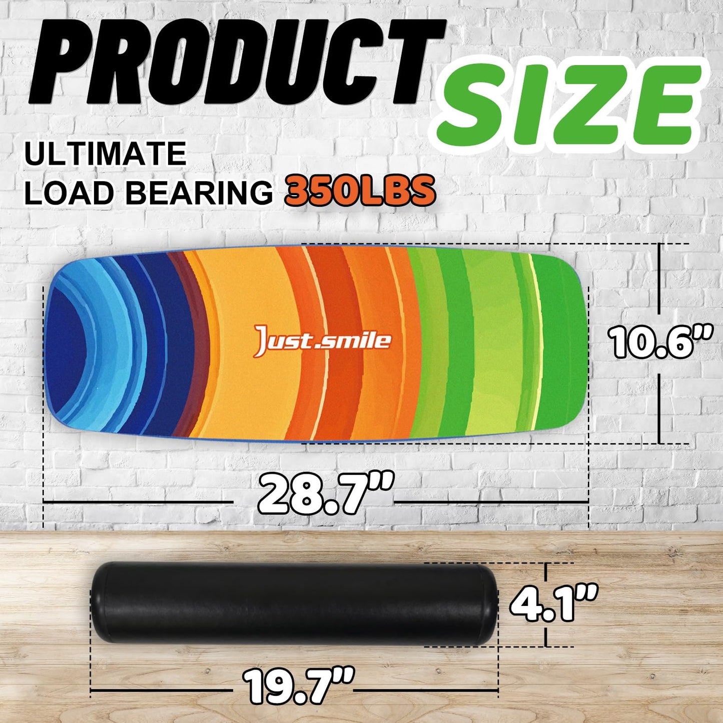 Balance Borad Sports Trainer-with Adjustable Stopper- Stability Board for Physical Therapy,Yoga,Surfing Training-Max Load 400lbs with Aiti- Slip Surface (Color)
