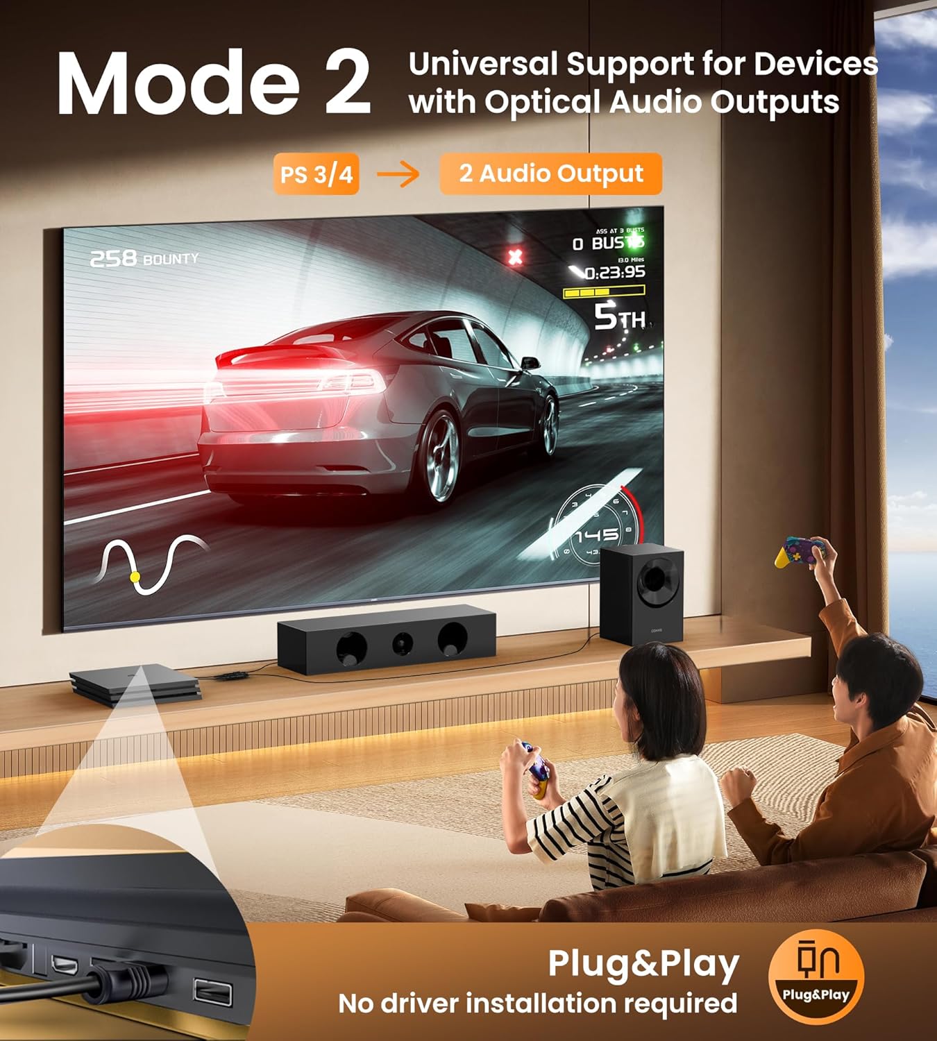 1 2 1 2 LPCM2.0 5.1CH Xbox,PS4,TV avedio links Optical Audio Cable Splitter in Out, Toslink Digital Fiber Audio
