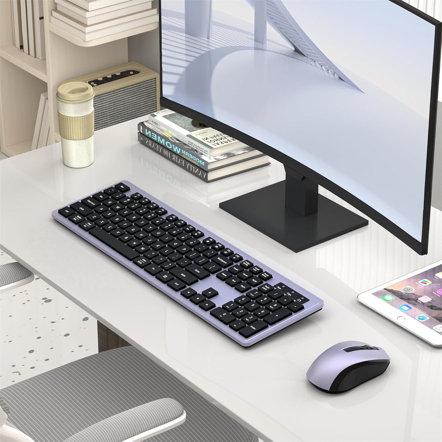 COVEVA 2.4GHz 104 Wireless Keyboard and Mouse Combo, Wireless Keyboard Mouse with USB Receiver, Water-Dropping Keycaps