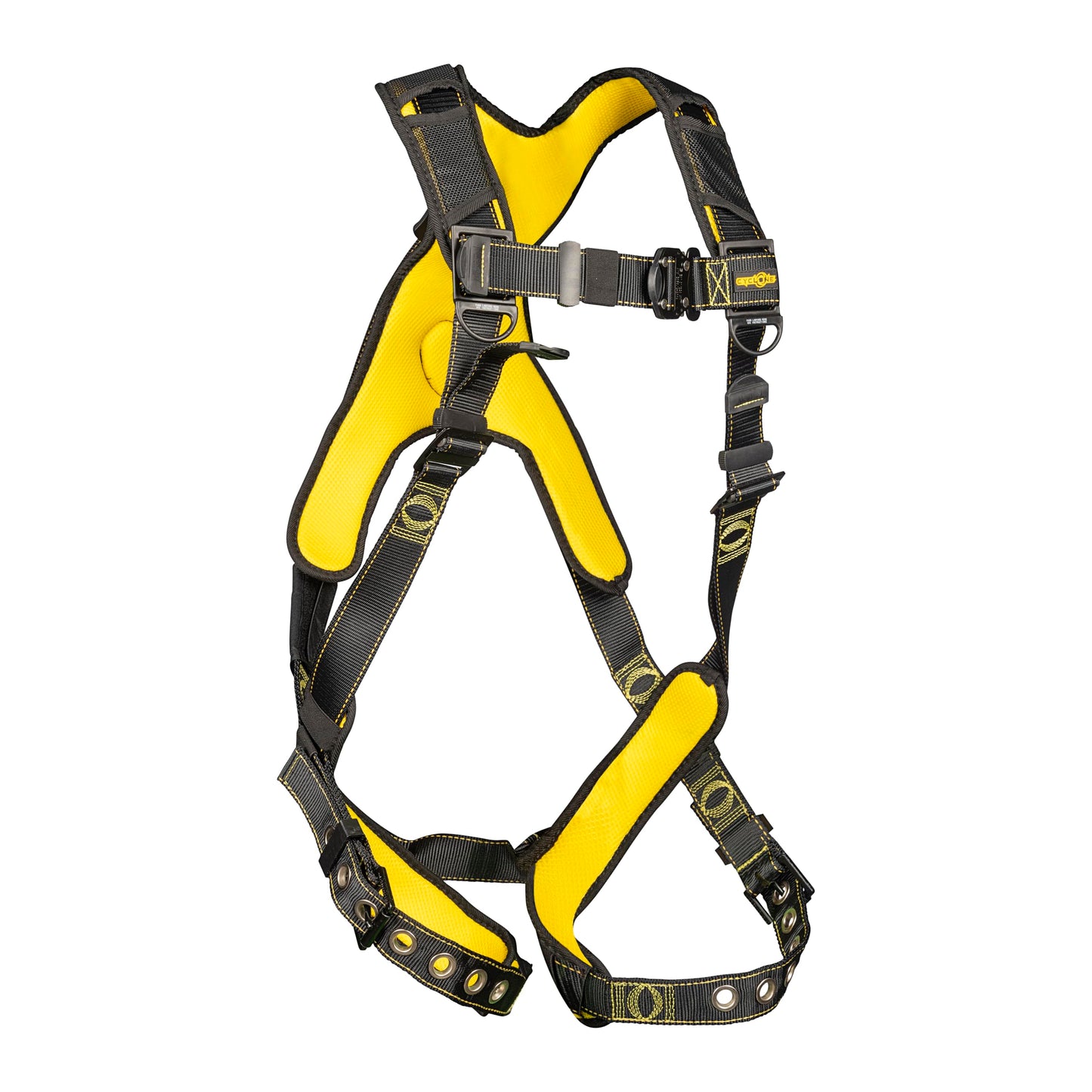 Guardian 21042 Cyclone Construction Harness with Comfort Shoulder Padding |OSHA & ANSI Compliant | Black/Yellow | M-L