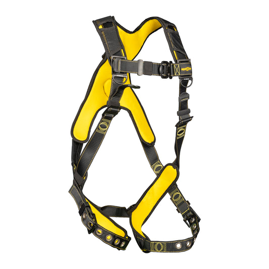 Guardian 21042 Cyclone Construction Harness with Comfort Shoulder Padding |OSHA & ANSI Compliant | Black/Yellow | M-L
