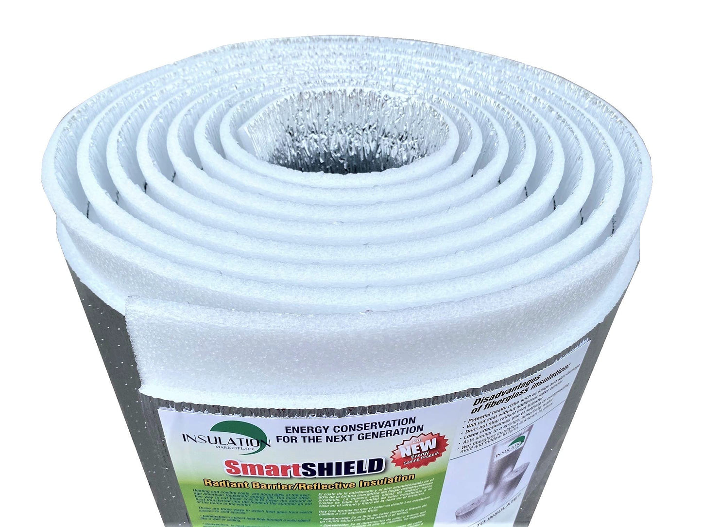 SmartSHIELD -20mm 48" X25ft Reflective Insulation Roll, Foam Core Radiant Barrier, Thermal Foil Insulation Panel - 0.8 Inch Thickness, R-23