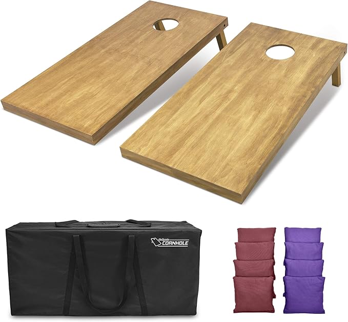GoSports 4 ft x 2 ft Regulation Size Wooden Cornhole Boards Set - Includes Carrying Case - Full Regulation Size Bean Bag Toss Boards